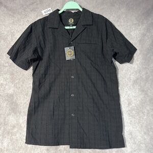 Ameri Mode Men's Button Up Short Sleeve Shirt Black Size Small NWT